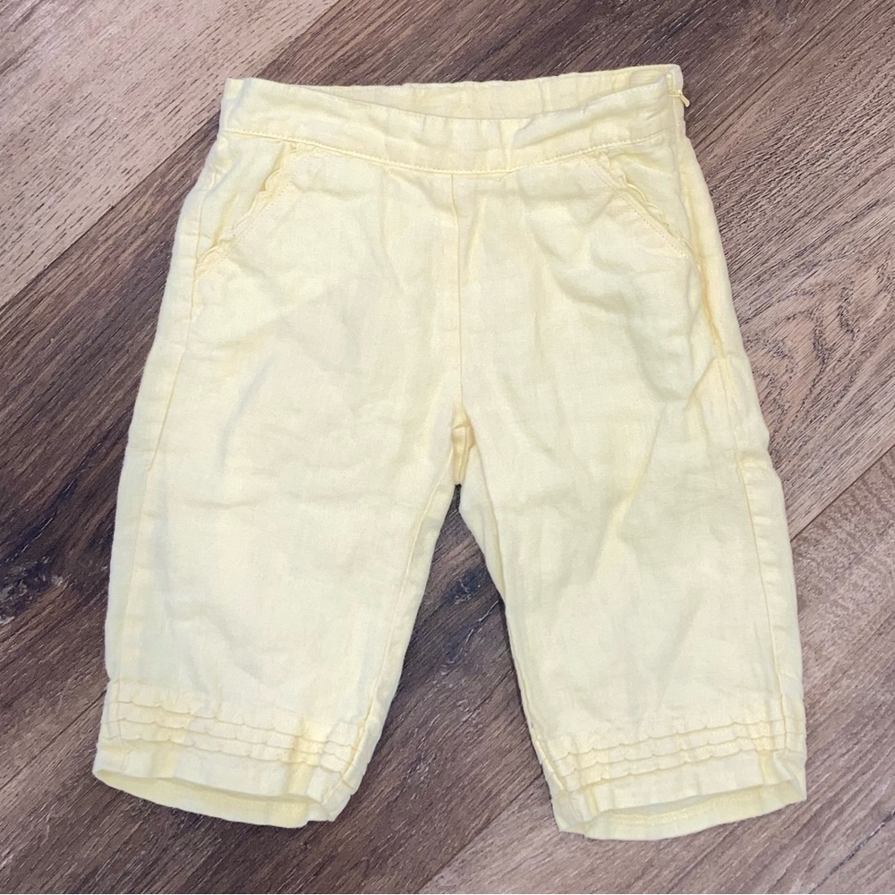 Janie & Jack Yellow Linen Pants Bottoms Spring Summer Beach Easter Lined 18-24m